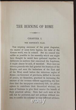 Rare Antique Old Book The Burning of Rome 1892 Illustrated Nero Italy Scarce +++