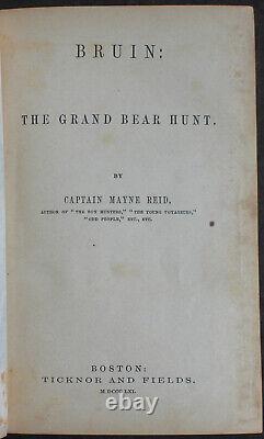 Rare Antique Old Book The Grand Bear Hunt 1859 Illustrated Polar Sun Sloth +