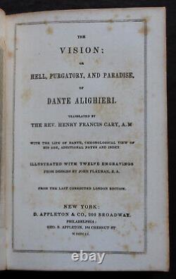 Rare Antique Old Book The Vision Hell Purgatory Paradise Dante 1851 Illustrated