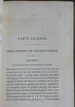 Rare Antique Old Book US Party Leaders 1855 Hamilton Jefferson Jackson America