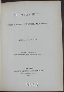 Rare Antique Old Book White Hills Legends Land 1860 Illustrated United States