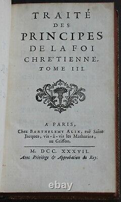 Rare Antique Old French Estate Book Principles Christian Faith 1737 Religion