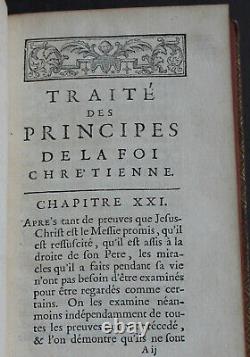 Rare Antique Old French Estate Book Principles Christian Faith 1737 Religion