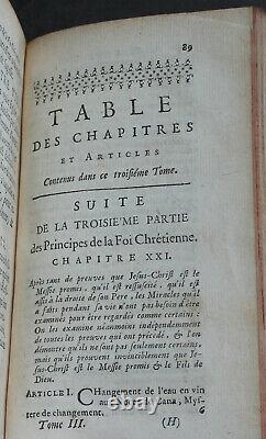 Rare Antique Old French Estate Book Principles Christian Faith 1737 Religion