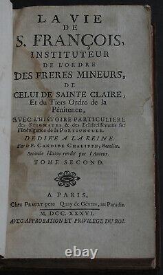 Rare Antique Old French Estate Book The Life Of Saint Francis 1736 Scarce Work