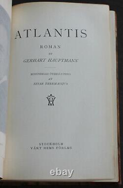 Rare Antique Old Swedish Estate Book Atlantis 1929 Fine Binding Scarce Work