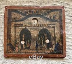 Rare Antique Peep show C1843 THE THAMES TUNNEL Above And Below Water Views