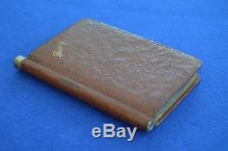 Rare Antique Secret Leather & Silver Plate Diary Book Hip Flask Leather Flask