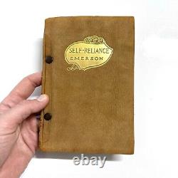 Rare Antique Suede Leather Book Self Reliance Quotes 17 Page Ralph Waldo Emerson