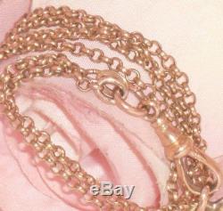 Rare Antique Victorian 14ct Rose Gold B&f Book Fob Locket & Belcher Muff Chain