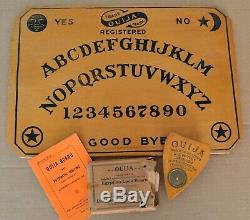 Rare Antique Wooden Ouija Board 1920 William Fuld Baltimore with Planchette & Book