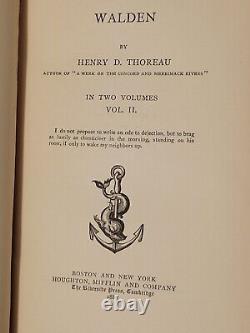 Rare Antique lot 1889 Walden by Henry David Thoreau 1 & 2 Volume Book Hard cover