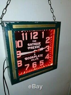 Rare Art Deco 1930's Bookplate Co. Neon Clock. Antiquarian Book