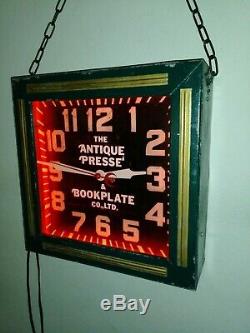 Rare Art Deco 1930's Bookplate Co. Neon Clock. Antiquarian Book