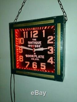 Rare Art Deco 1930's Bookplate Co. Neon Clock. Antiquarian Book