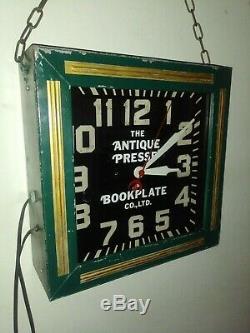 Rare Art Deco 1930's Bookplate Co. Neon Clock. Antiquarian Book