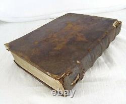 Rare Authentic 1695 Leather Bound French Book Paris Antique Decor Display Old