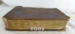 Rare Authentic 1695 Leather Bound French Book Paris Antique Decor Display Old