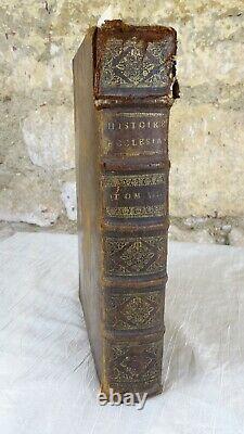 Rare Authentic 1701 Leather Bound French Book Paris Antique Decor Display Old