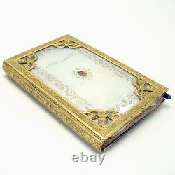 Rare Dance Calling Card Book with Mother of Pearl and Cloisonne Inlay 1820's