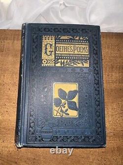 Rare Grail Vintage Poetry Book Goethe's Poems 1850s Hardcover Antique Poems Gold
