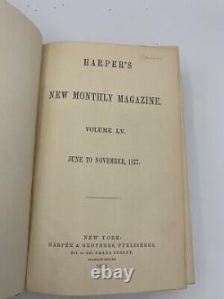 Rare Harper's Monthly Magazine Antique Leather Spine Book Dec 1876-Nov. 1877
