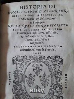 Rare Historia DI Mons Filippo D' Argenton 1559 Mdlix, Antique Italian Book