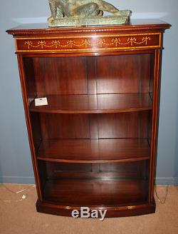 Rare Inlaid Bell Flower Mahogany Sheraton Low Bookcase Book Shelf MINT