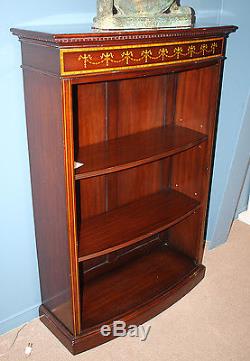 Rare Inlaid Bell Flower Mahogany Sheraton Low Bookcase Book Shelf MINT