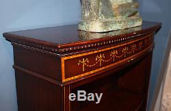 Rare Inlaid Bell Flower Mahogany Sheraton Low Bookcase Book Shelf MINT