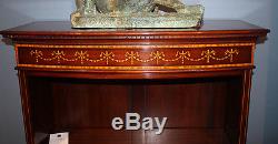 Rare Inlaid Bell Flower Mahogany Sheraton Low Bookcase Book Shelf MINT