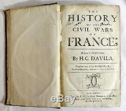 Rare LARGE Antique 1678 HISTORY OF THE CIVIL WARS OF FRANCE European H C DAVILA