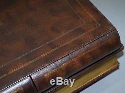 Rare Large Leather Bound Theodore Alexander Scholars Books Coffee Table Drawers