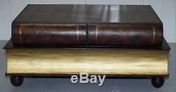 Rare Large Leather Bound Theodore Alexander Scholars Books Coffee Table Drawers