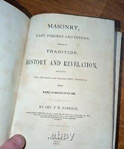 Rare MASONRY Past Present and Future REV JOHNSON 1871 Antique Book 1st Edition