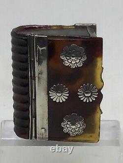 Rare Miniature Novelty c1760 Georgian Faux Tortoiseshell Silver Snuff Box Book