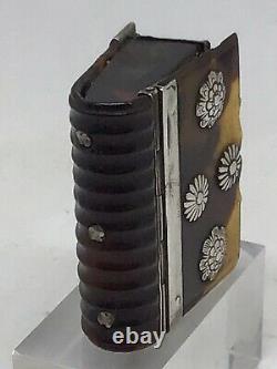 Rare Miniature Novelty c1760 Georgian Faux Tortoiseshell Silver Snuff Box Book