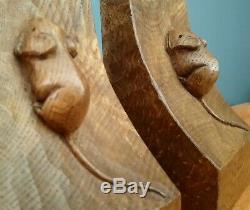 Rare Mouseman Robert Thompson Hand Carved Bookends. Solid Medium Oak. Book Ends