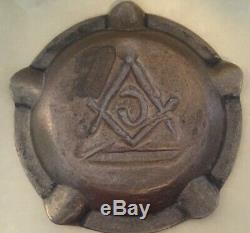 Rare Old Large Masonic Freemason Brass Ashtray & Free Book Haunted Antiques