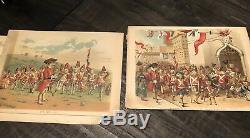 Rare Oversized Raphael Tuck Antique Book Anthropomorphic Dogs Soldiers Lithos