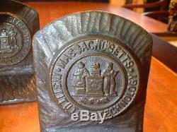 Rare Pair Antique Bronze M. I. T. Massachusetts Institute Of Technology Bookends