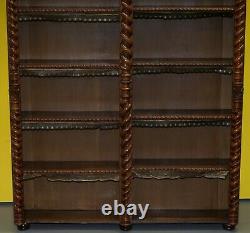 Rare Regency Library Bookcase With Hidden Build In Coat Cupboards Leather Trim
