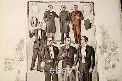 Rare Salesman Sample Antique Textile Book Men's Art Deco Fashion Suits 1926