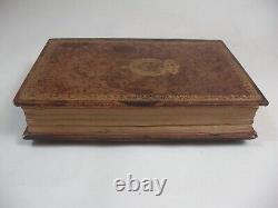 Rare Unusual Leather Book Box Secret Hiding Carve Out Music Box Made in France