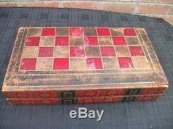 Rare Victorian Backgammon set, poss T. Forgie Glasgow, Antique Books shape case