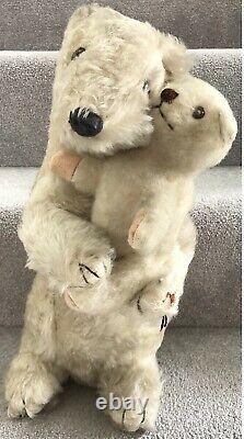 Rare Vintage Dean's Rag Book Ivy & Brumas Polar Bear Teddy Bears With Labels 1949