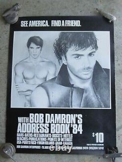 Rare Vintage Gay Poster Bob Damron's Address Book LGBT Bars Baths SIGNED 1984
