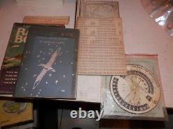 Rare antique Raft Book Lore of the Sea and Sky and vintage compass recorder