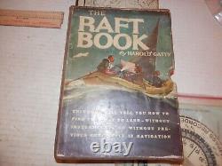 Rare antique Raft Book Lore of the Sea and Sky and vintage compass recorder