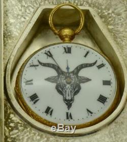 Rare antique Templar/Occultist's Baphomet watch&Masonic Bible Skull book box